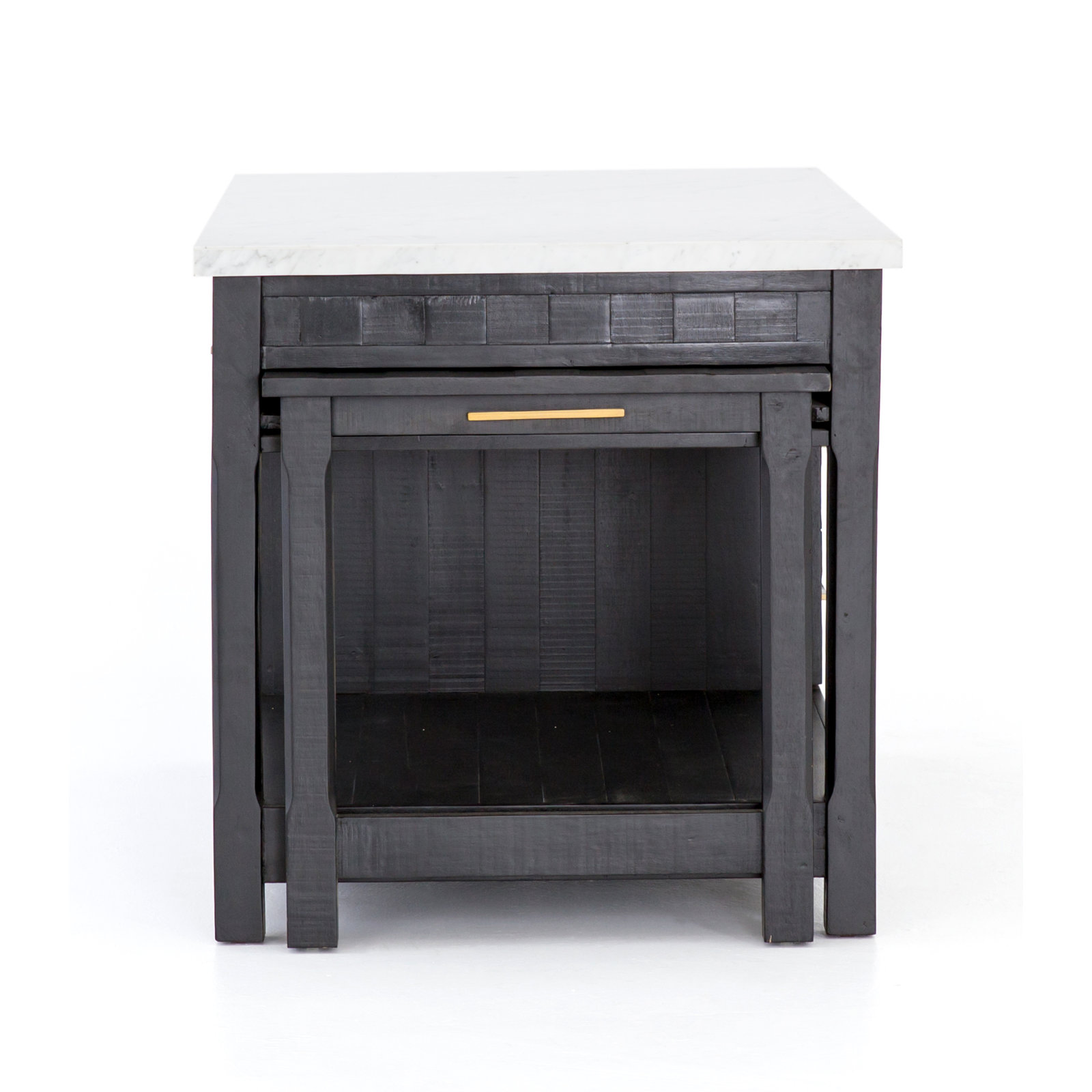 Karelia Kitchen Island, Marble/Black