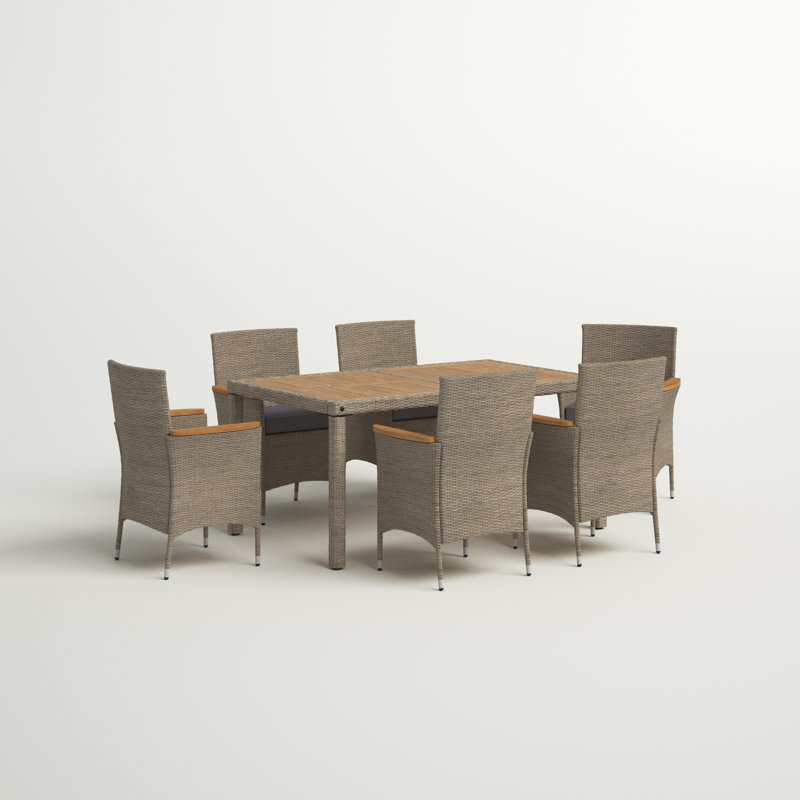Robbie Rectangular 6 - Person 35.5" Long Dining Set with Cushions