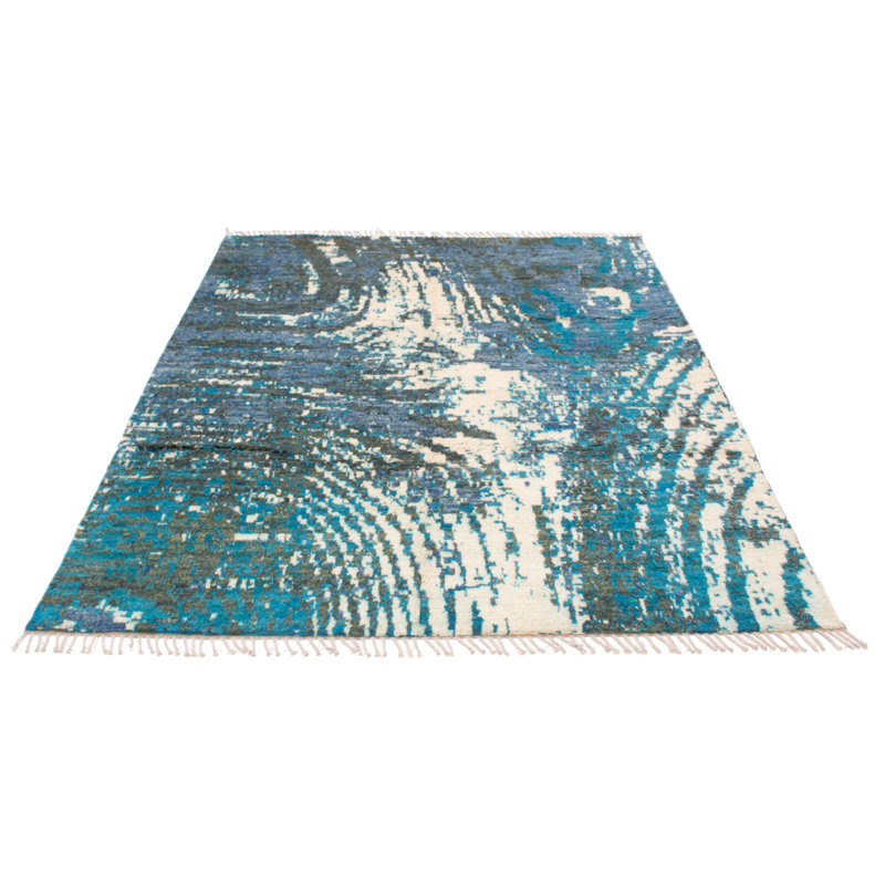 Tapis bleu marine en laine nouvel âge unique 8 pi 4 po x 10 pi Celado