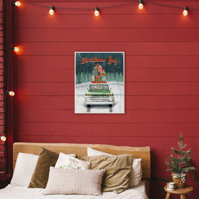 Christmas Joy, H 30 po x l 24 po, Estampe numérique encadrée blanc bord de mer