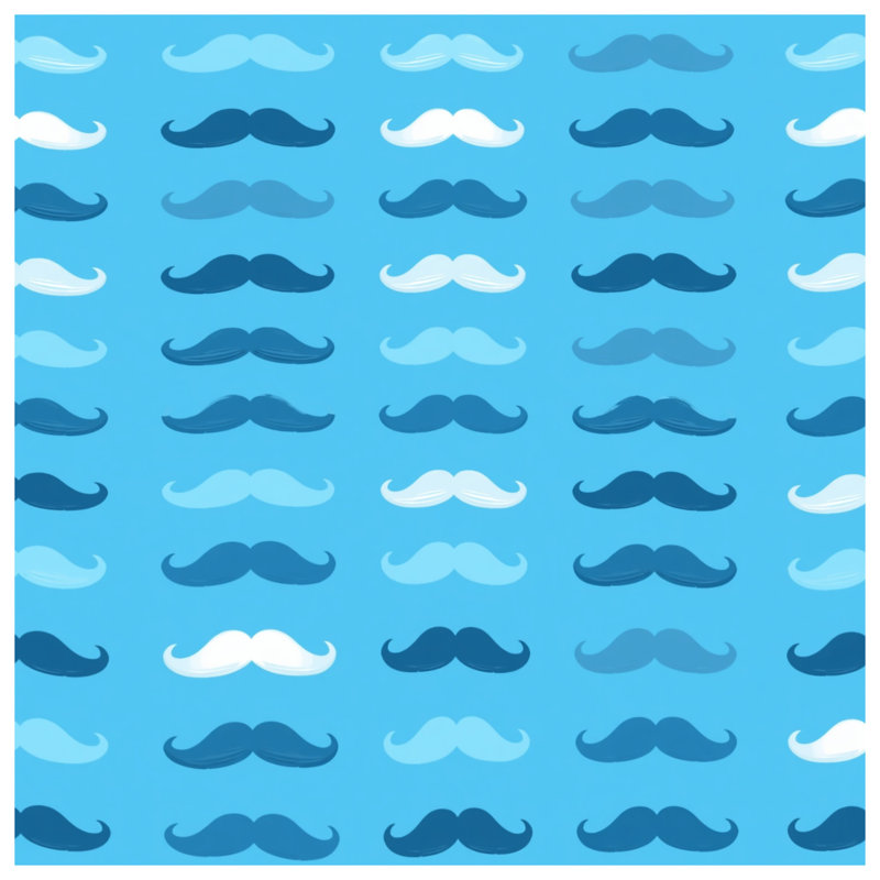 Blue Moustache Pattern Duvet Covers, Queen