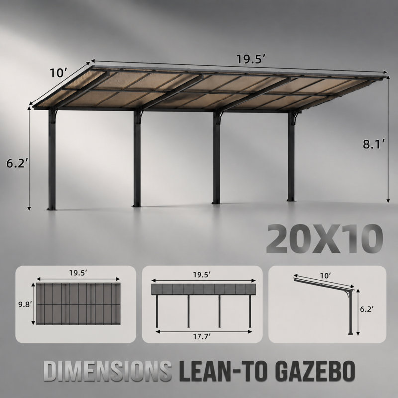 Pergola extérieure autoportante pour barbecue, 97.2" H x 234" W x 120" D