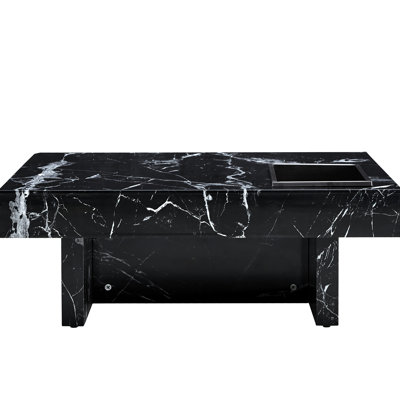 Multi-functional Black Coffee Table 31.4"*31.4"*12", Simple Design 31.4"x31.4"x12", Space Improving Furniture