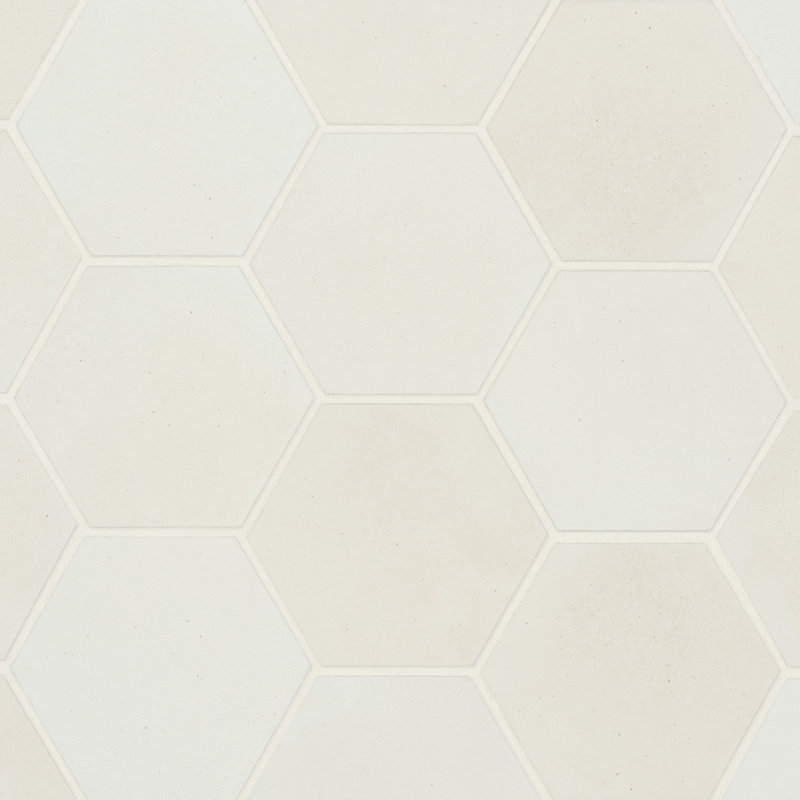 Celine 4" x 5" Porcelain Patterned Wall & Floor Tile, White