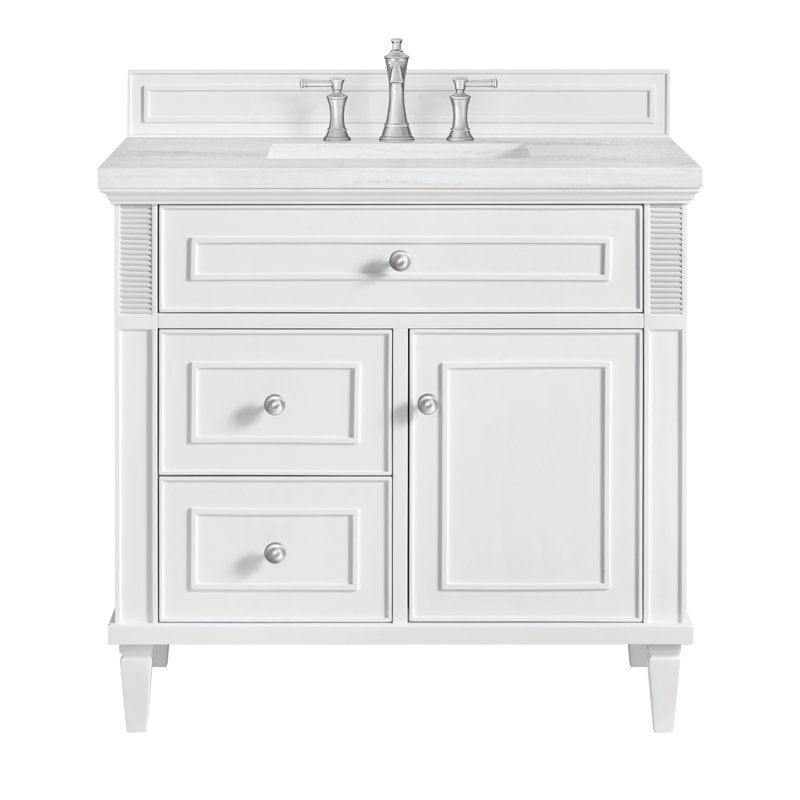 Lorelai 36'' W Single Vanity, White Zeus, Bright White, 8" Widespread