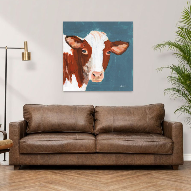 Art contemporain bleu rouillé avec animaux, H 36 po x l 36 po