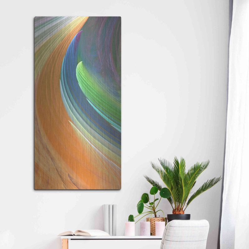 Ivy Bronx «Wind Waves IV» par James Burghardt, art mural en métal, H 48 po x l 24 po