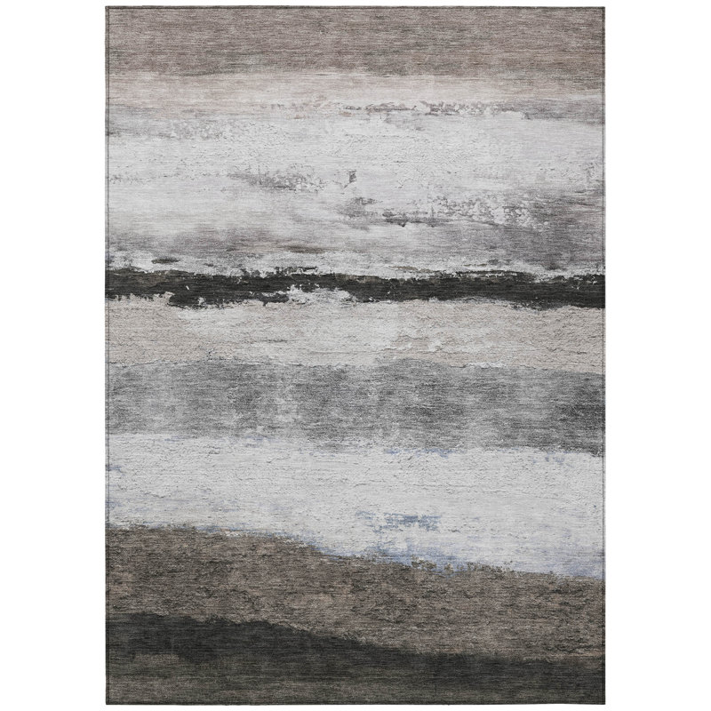 Tapis rayé intérieur / extérieur lavable à la machine ACN2169, Rectangle 10 pi x 14 pi