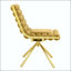 Chaise gonflable jaune avec dossier à chaîne boule et pieds dorés - ensemble de 2-129041892-129041894