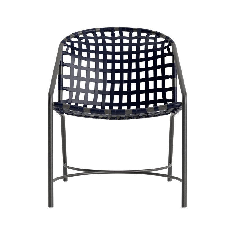 Kantan Outdoor Lounge Chair, Textured Pewter/Marine Vinyl Lace
