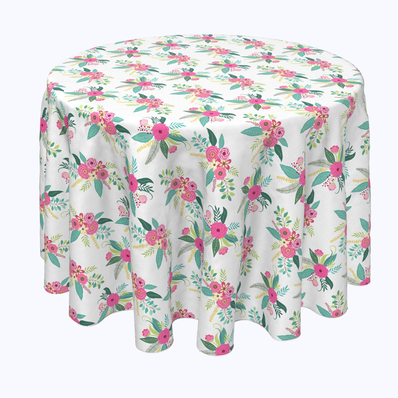 Jayvion Floral Round Fabric Tablecloth, 60" x 60"
