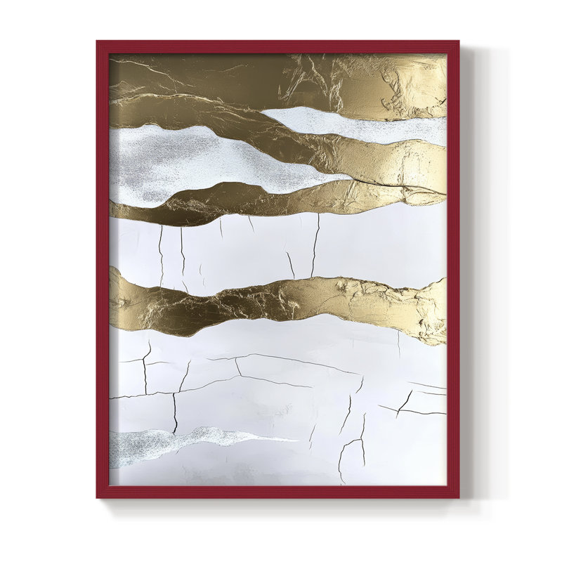 Reproduction encadrée abstraite du XIXe siècle - prête à être accrochée, H 10 po x P 8 po, Rouge