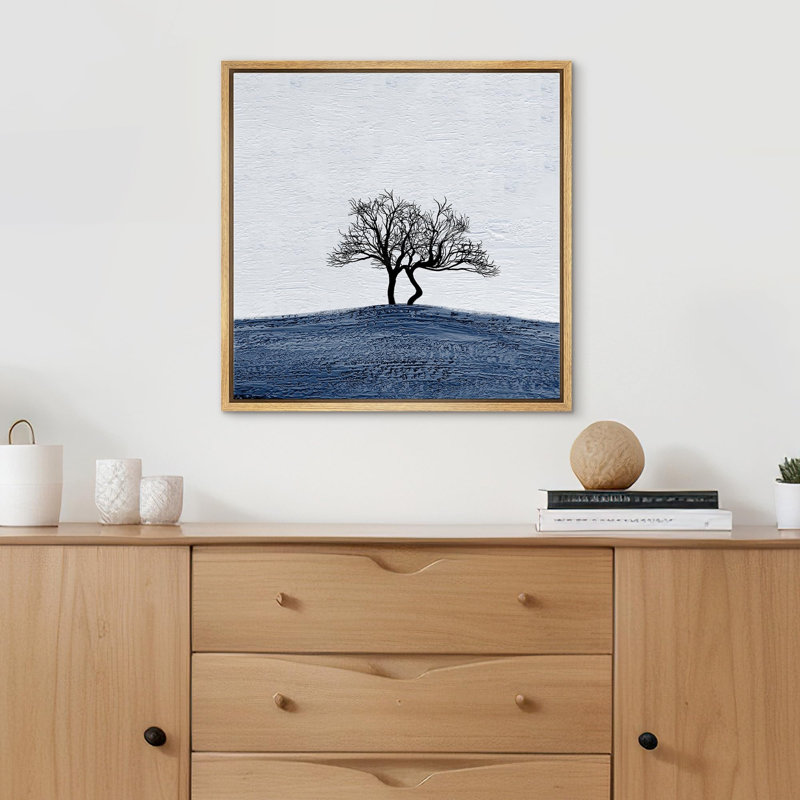 " Tree In Blue Field ", 24" H x 24" W, Natural