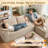 No Assembly Required Compression Packed 3-piece Cloud Modular Upholstered Sectional Sofa With Chaise Lounge Chair-82438251-82421014