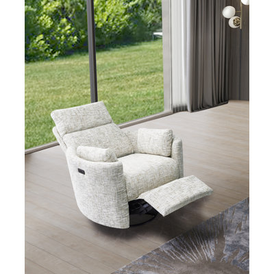 Upholstered Power Rock Swivel Recliner Chair by Ebern Designs