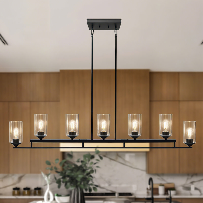 Luminaire suspendu linéaire surélevé pour îlot de cuisine 7 lumières l 53,1 po Breely
