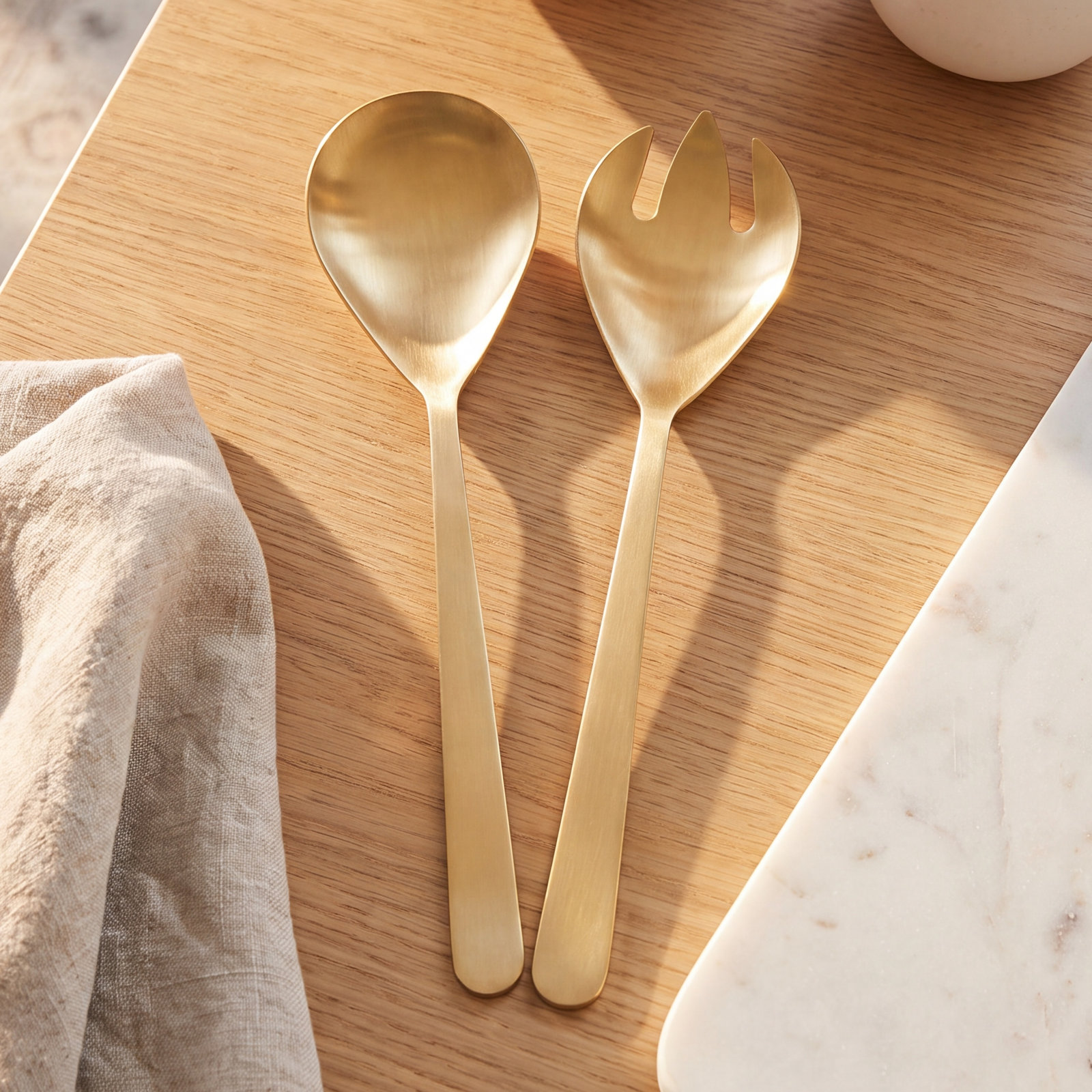 Canvas Home Oslo Salad Servers, Matte Gold