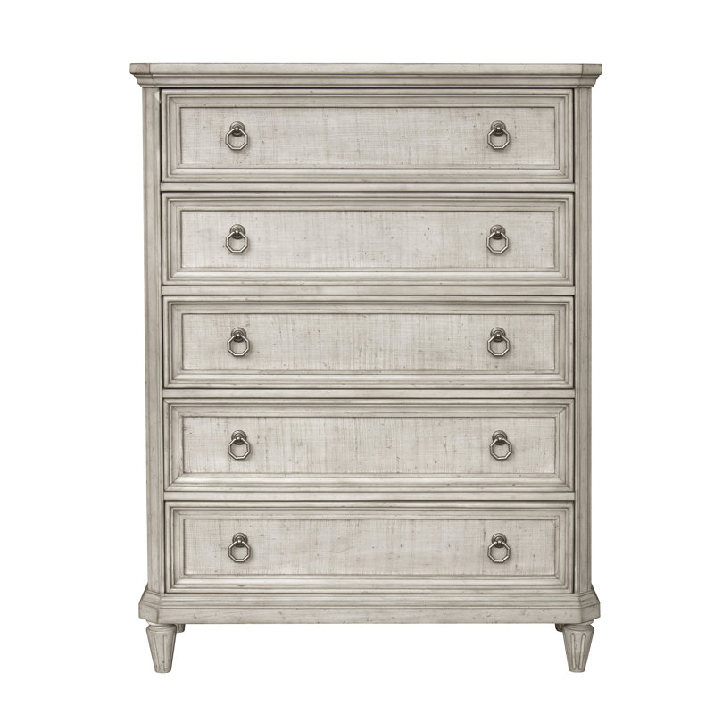 Vanilla Cream Transitional 5-Drawer Lingerie Chest with Felt Lined Drawer