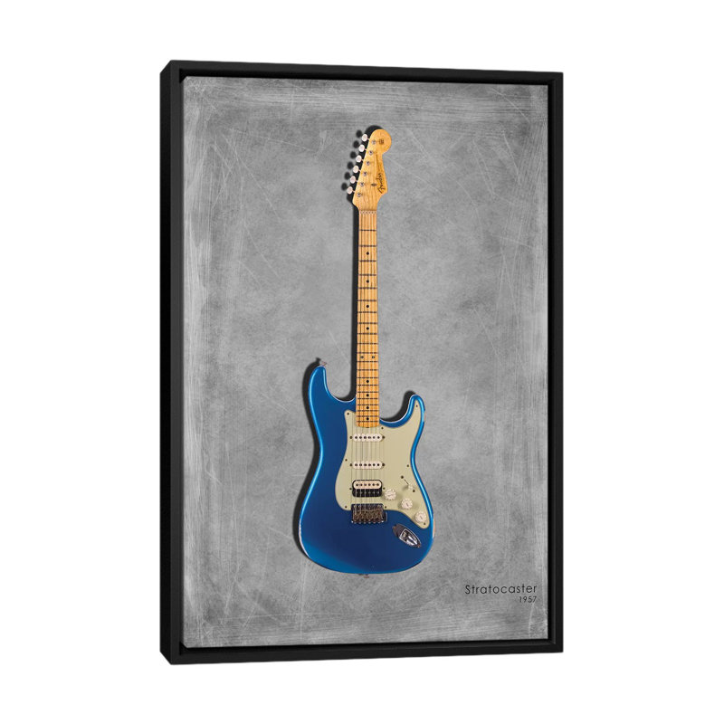 « garde-boue stratocaster 57 », impression sur toile tendue, H 26 po x l 18 po x P 1,5 po, Toile avec cadre noir