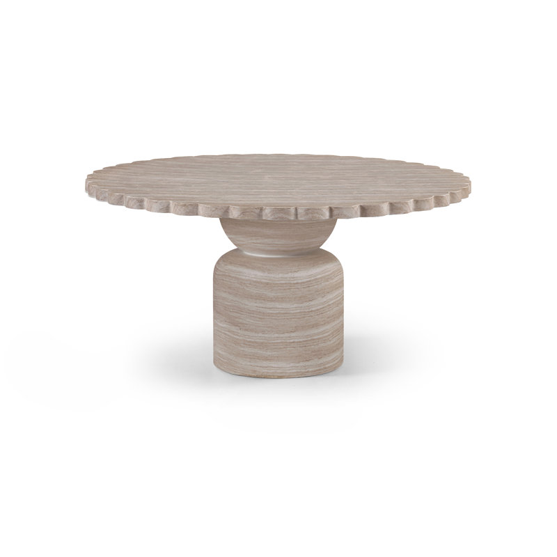 Table de salle à manger intérieure / extérieure en béton 60 po Petalia Breesha, H 30 po x l 60 po x P 60 po, Travertin