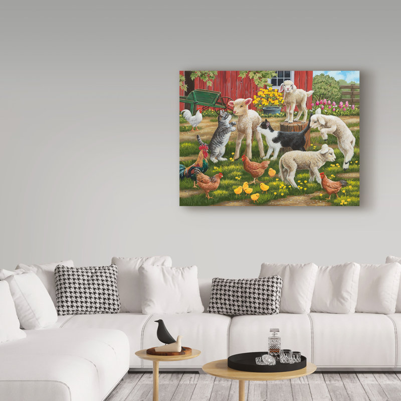 «Lambs on the Loose» de Draiven, impression sur toile tendue, H 35 po x l 47 po x P 2 po