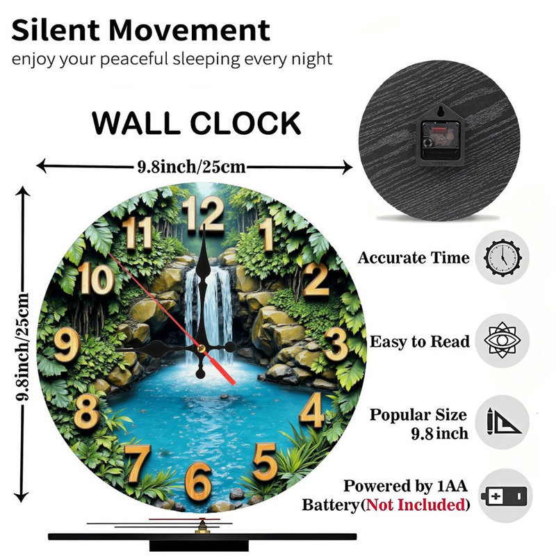 Horloge murale cascade nature sereine