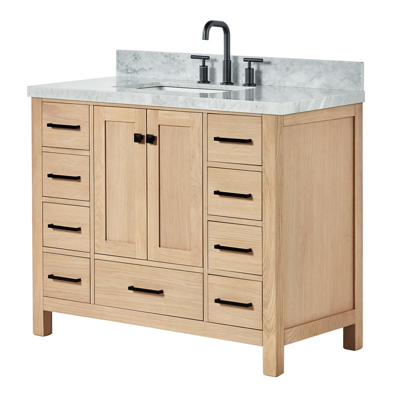 Ensemble de meuble-lavabo simple 43 po Cambridge, Chêne / noir mat