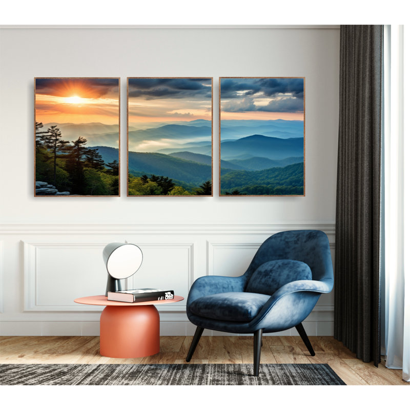  Blue Ridge Mountains National Park 3-Piece Canvas Poster Set, H 36 po x l 72 po x P 1,5 po, Toile tendue