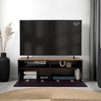 FM FURNITURE Mescal Tv Stand Multistorage With A Door And Open Storage, Wenge And Natural Oak