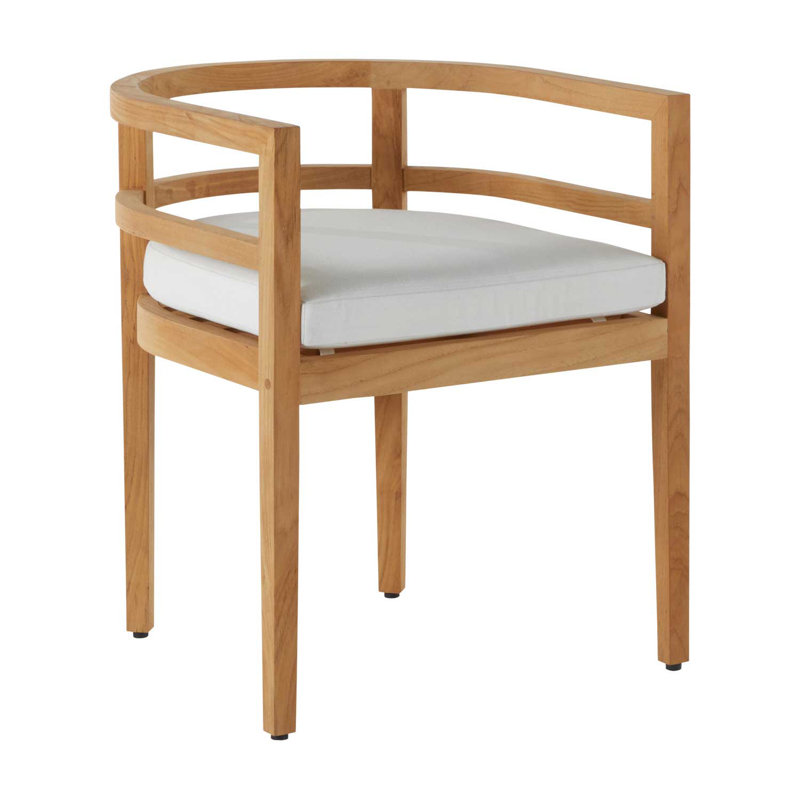 Santa Barbara Patio Dining Armchair with Cushions, Natural Teak, Welt, Verona Fossil
