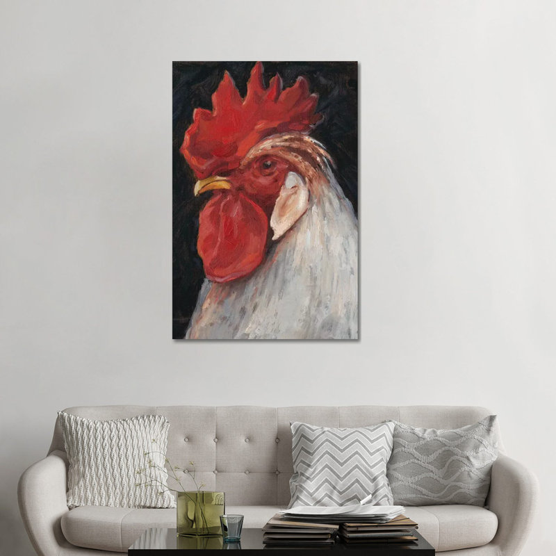 « Rooster portrait II » par Ethan Harper, reproduction d’art, Pas de tapis, Toile tendue, H 48 po x l 32 po x P 1,5 po