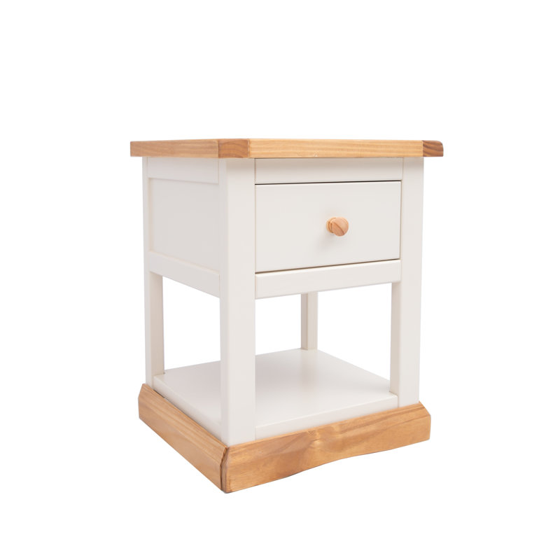 Dania 45cm W Plywood / Laminate Board Bedside Table, White/Oak