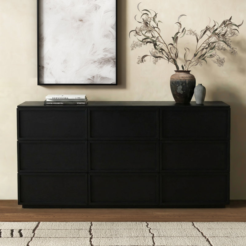 Commode 9 tiroirs Hudson, Noir