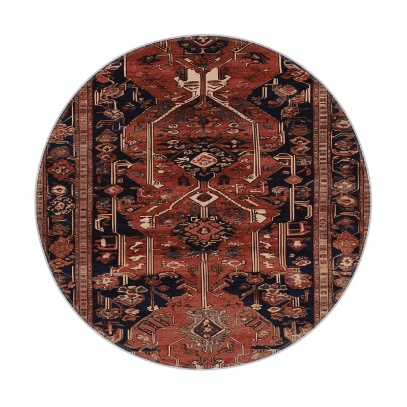 Tapis turc intérieur et extérieur brun, Rond 5 pi