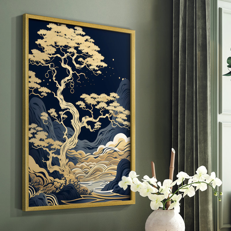 Paysages série CLxxvi - reproduction encadrée de qualité supérieure - prête à être accrochée - aucun clou requis, Or