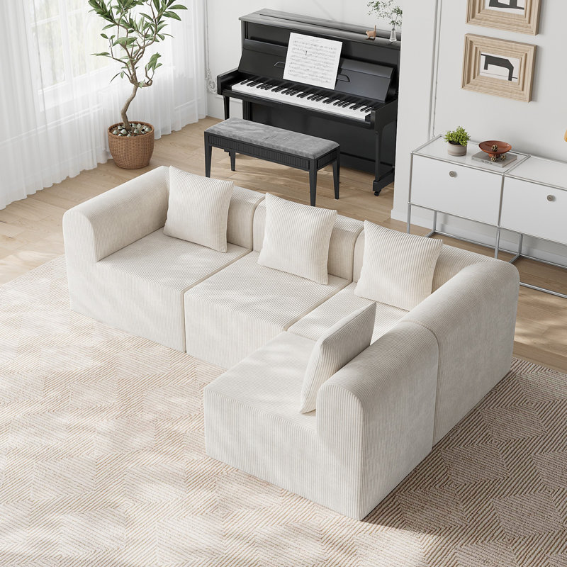 Boneless Celiot 4 - Piece Upholstered Sectional, Beige