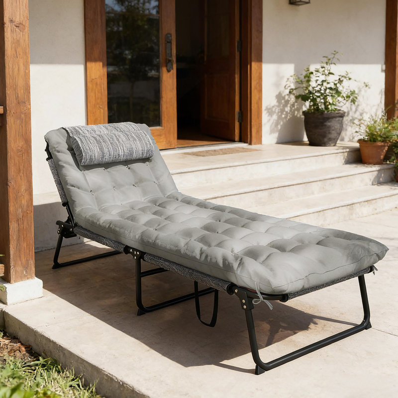 Chaise longue d'extérieur, chaise longue pliante, Gris