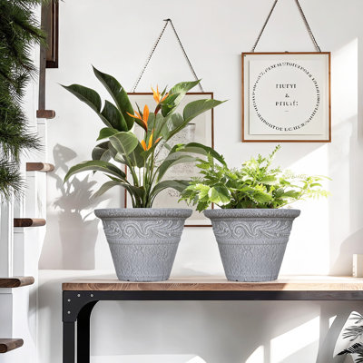 Ensemble de deux pots de fleurs avec relief classique