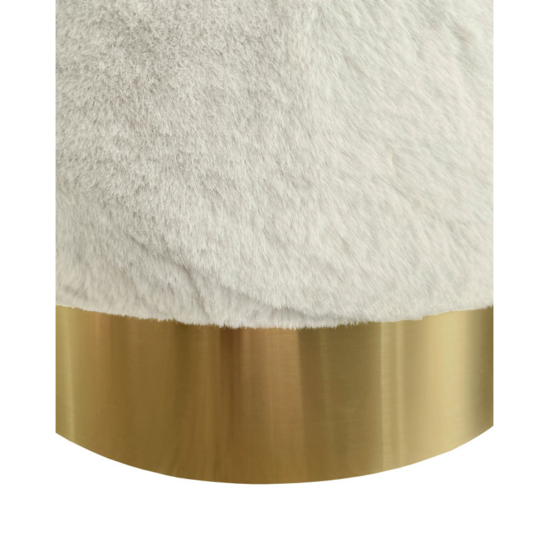 Alanni 14'' Wide Velvet Round Standard Ottoman, White Velvet