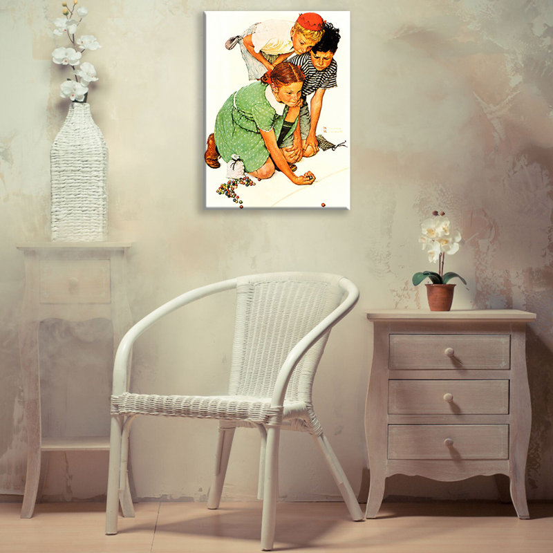 «Marbles Champion» par Norman Rockwell, toile tendue avec châssis, H 24 po x l 17 po