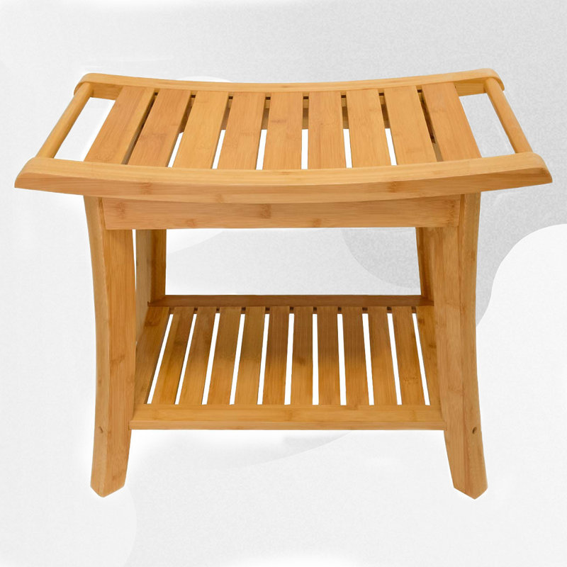 24'' W Bamboo Shower Bench, 18.5" H x 24" W x 13.4" D, Natural