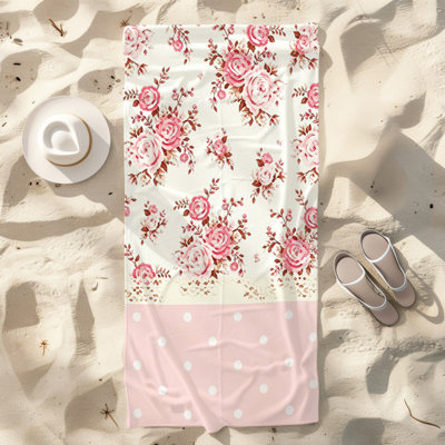  Microfiber Beach Towel Lightweight Travel Towel, Absorbent No Fade,30"x60",Rose polka dot beach