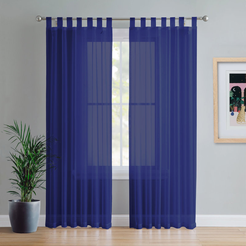 Birdsall Tab Top Sheer Single Curtain Panel, 144 W x 137 D cm, White