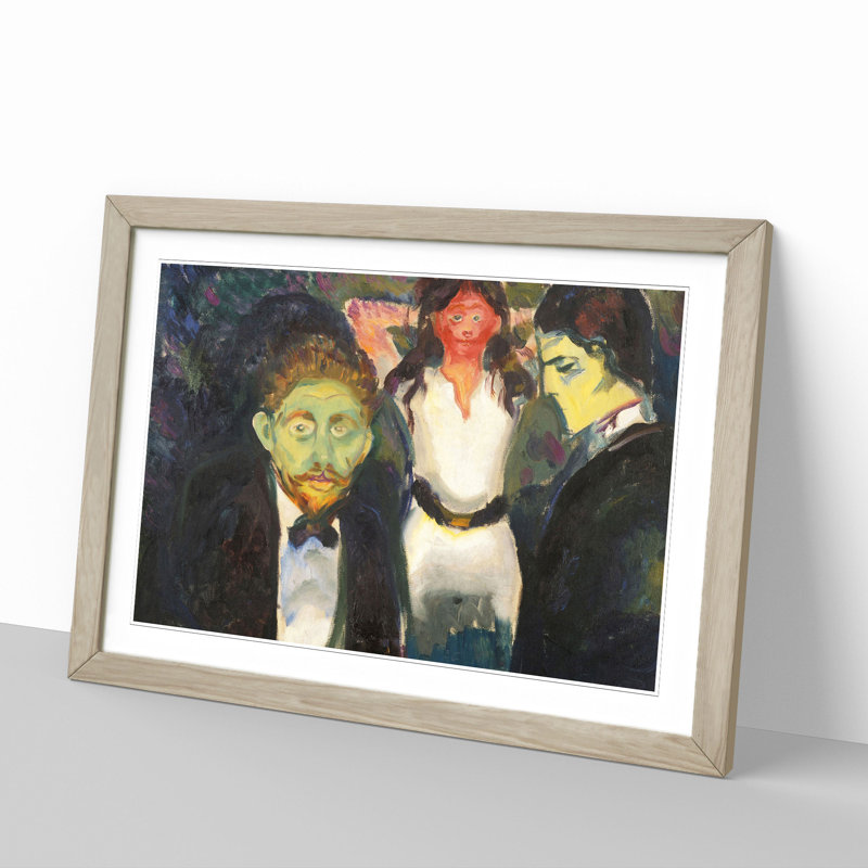Jealousy by Edvard Munch - Picture Frame Painting, 27cm H x 36cm W x 2cm D, Oak
