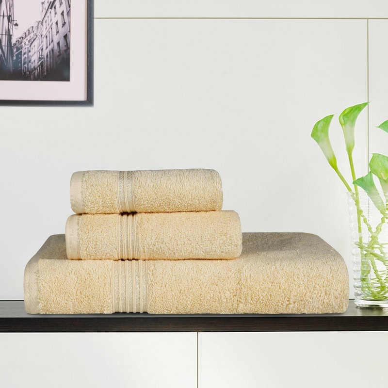  Blaylock 3 Piece Standard Cotton Towel Set, Cream