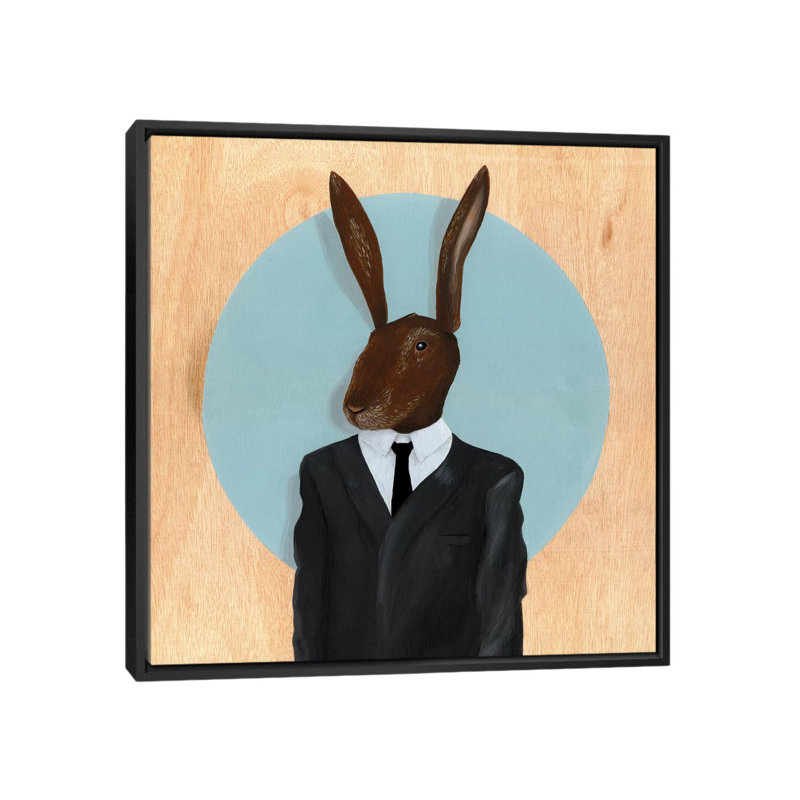 « lapin », impression sur toile tendue, Toile avec cadre noir, H 37 po x l 37 po x P 1,5 po, Pas de tapis