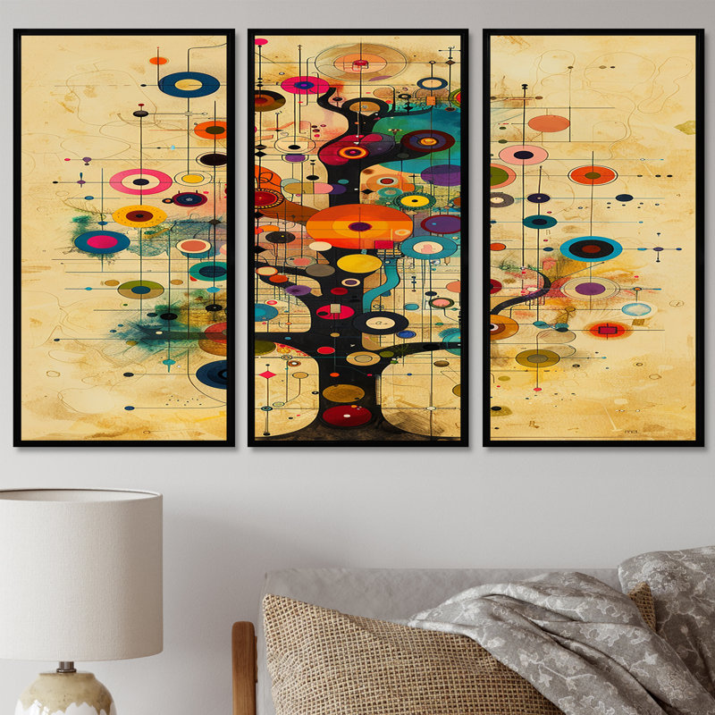 Daelyn - Ensemble de reproductions d'art mural paysage abstrait, Cadre flottant noir, H 40 po x l 60 po x P 1 po