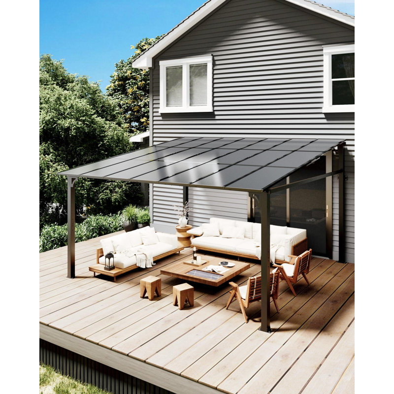 Pavillon de jardin mural 12 po x 14 pi Lean-To, structure en aluminium et toit en polycarbonate