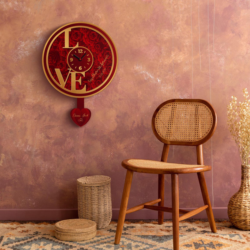 Horloge murale Love Love, Doré, Petit