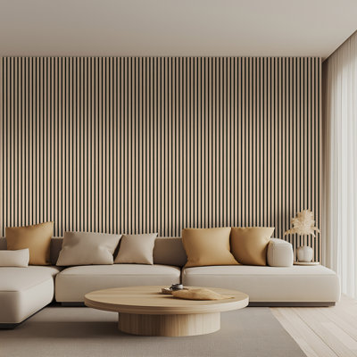 SereniSlats Sandrift  94.5 in. x 9.5 in. 3D Fluted Wood Slat Acoustic Sound Absorbing Wall Paneling 